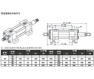 YGD標準液壓缸雙活塞桿液壓缸具體參數